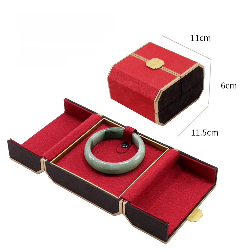 Ķīniešu stilā rotaslietu displeja kastīte ar dubultu displeju, plastmasas kastīte + PU āda, rotaslietu iepakojums