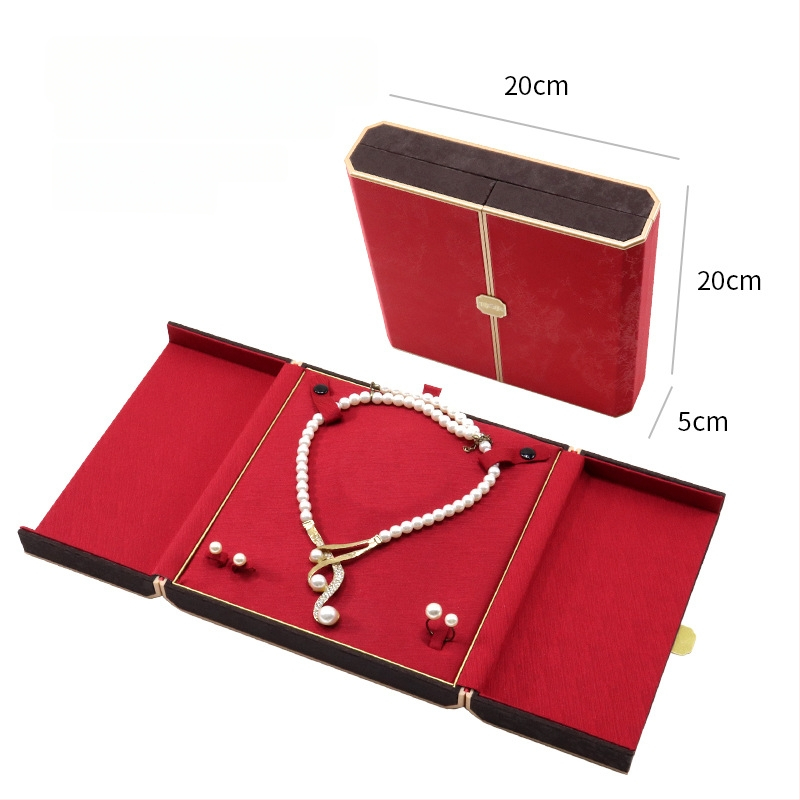 Ķīniešu stilā rotaslietu displeja kastīte ar dubultu displeju, plastmasas kastīte + PU āda, rotaslietu iepakojums