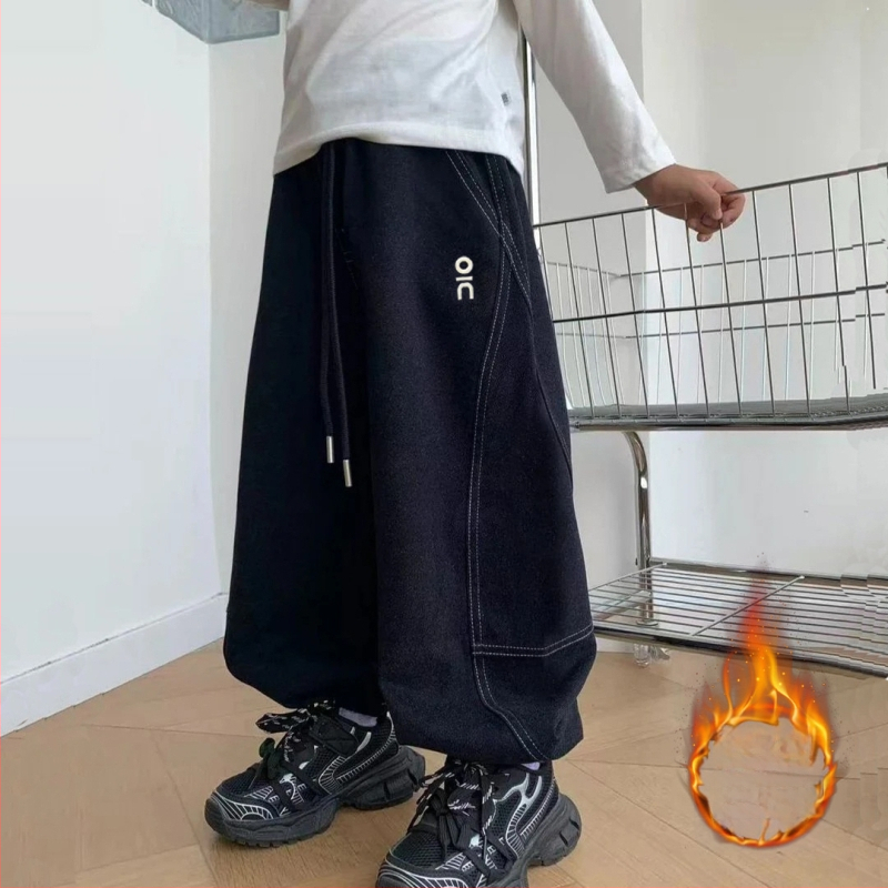 Vaikų medvilniniai džinsai su vidutine talja, ilgos kelnės, elastinė juosta, 3–8 m. (100–140 cm), 52% medvilnė