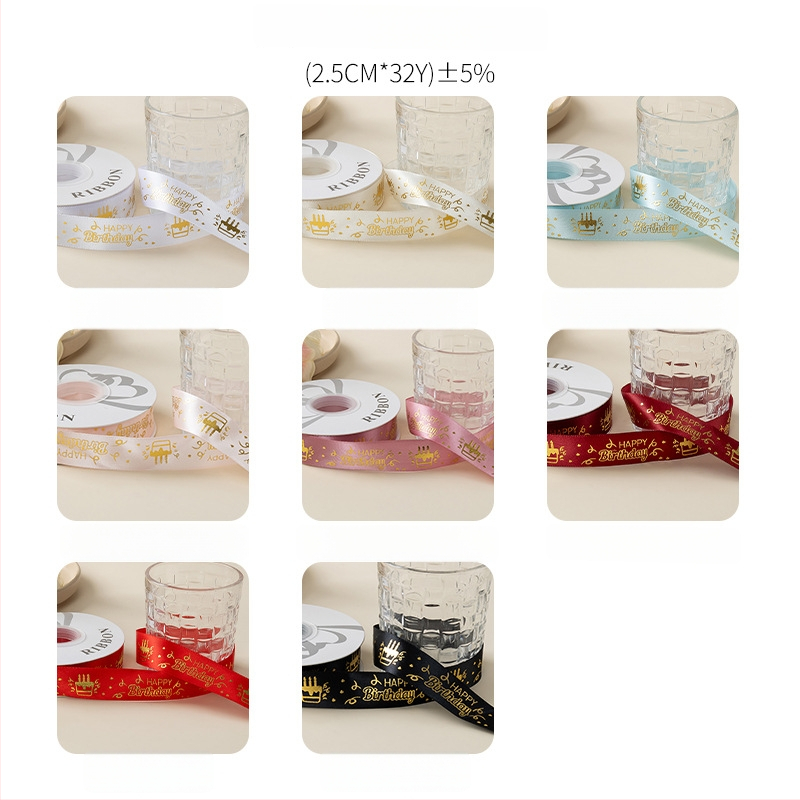 Folijos spauda satinoji juostelė dovanoms, gėlėms įpakavimui ir pyrų dekoravimui – kaspino aksesuaras