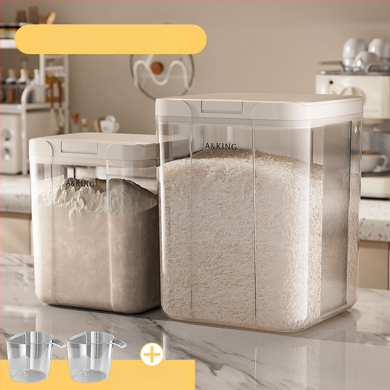 Ryžių laikymo dėžė – uždara, atspari drėgmei ir kenkėjams; ABS+PET; talpa 10 L; prekinis ženklas A&KING