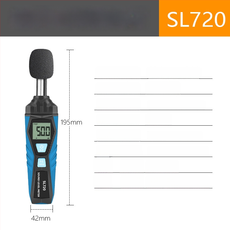 Rankinis skaitmeninis triukšmo matuoklis, diapazonas 30–150 dB, tikslumas ±2.0 dB, raiška 0.1 dB, darbinė temperatūra 0–40°C