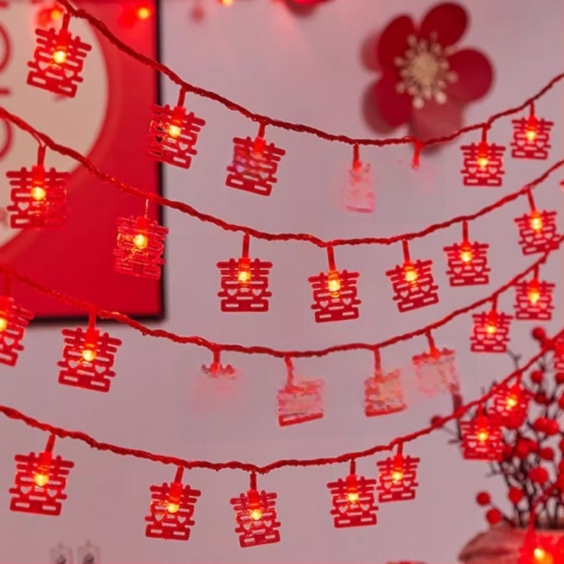 LED dekoratyvinė lemputė grandinė su Dvigubos Laimės motyvu vestuvėms ir lauko dekoracijoms | IP44 | 220V | San'an LED lustas | 50 000 val. tarnavimo laikas