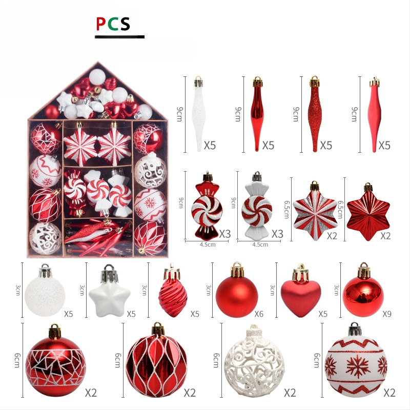 Plastiko Kalėdinių ornamentų rinkinys su namo motyvu, rankų darbo, skirtas įmonių dovanoms