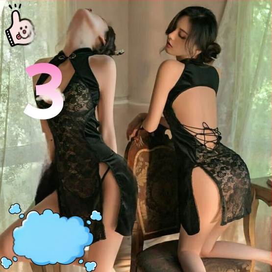 Plus-size sexy cheongsam noćna haljina s otkrivenim dekolteom