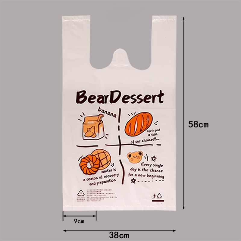 Maisto saugos plastikinis dviejų sluoksnių įpakavimo maišelis, itin storas, 6 milio storis, kepimui skirtas tote stiliaus