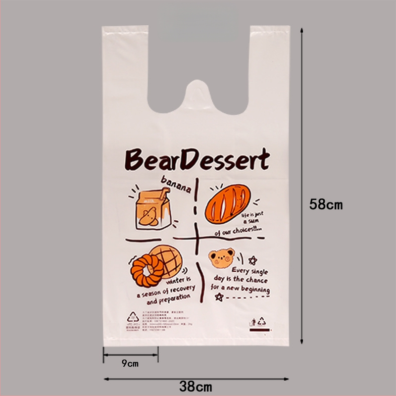 Maisto saugos plastikinis dviejų sluoksnių įpakavimo maišelis, itin storas, 6 milio storis, kepimui skirtas tote stiliaus