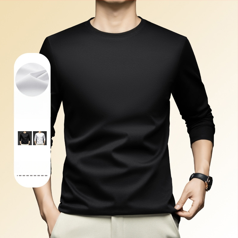 Unisex pikkade varrukatega T-särk, merceriseeritud puuvill, ümmargune kaelus, vaba lõige