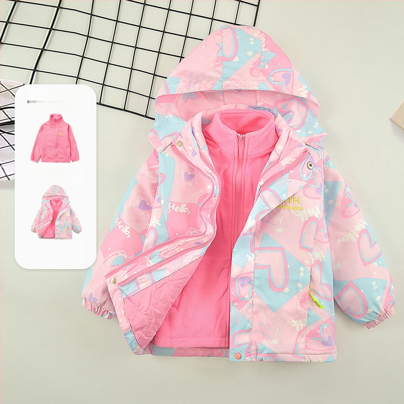 Tüdrukute talvejojo jope eemaldatava kapuutsiga, pikkade varrukatega, tõmblukuga, polüestri vooder