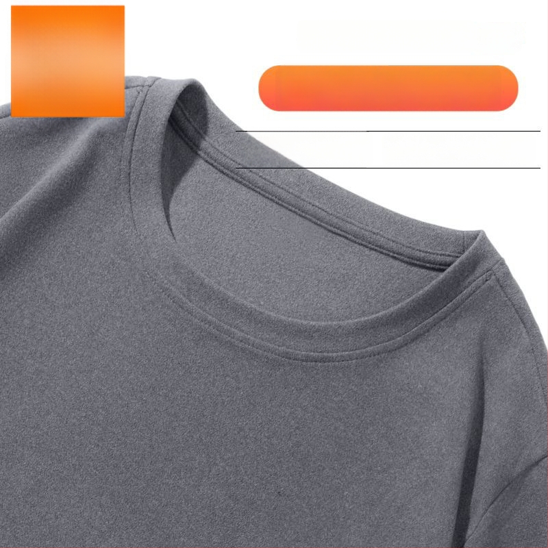 Meeste termiline baaslõige T-särk kahepoolse fliisiga, pikkade varrukatega, ümmarguse kaelusega, vaba lõige, talvine top