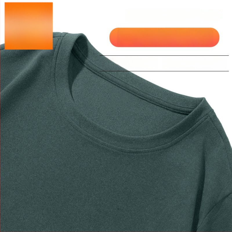 Meeste termiline baaslõige T-särk kahepoolse fliisiga, pikkade varrukatega, ümmarguse kaelusega, vaba lõige, talvine top