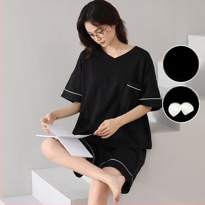 Modal öösärk naistele – lühikeste kätega, rasedus, rinna padja, puuvill-satiin materjal, pikk, õhuke kangas 121–140 g/m²