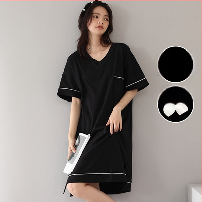 Modal öösärk naistele – lühikeste kätega, rasedus, rinna padja, puuvill-satiin materjal, pikk, õhuke kangas 121–140 g/m²