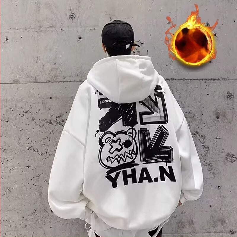 Oversize kapuces džemperis ar fleece iekšējo oderi, 96% poliesters, brīvs piegriezums, U formas kakla atvērums bez apkakles, kabats