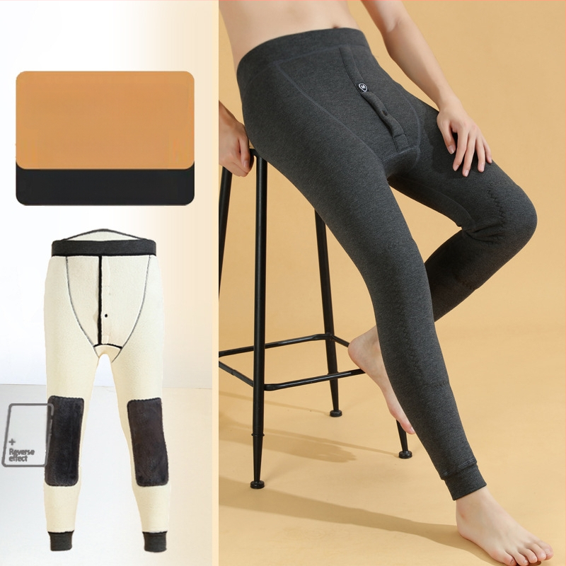 Vyrų terminės kelnės su fliso pamušalu, itin stora poliesterio medžiaga, kelio apsauga, aukštas juosmuo žiemai