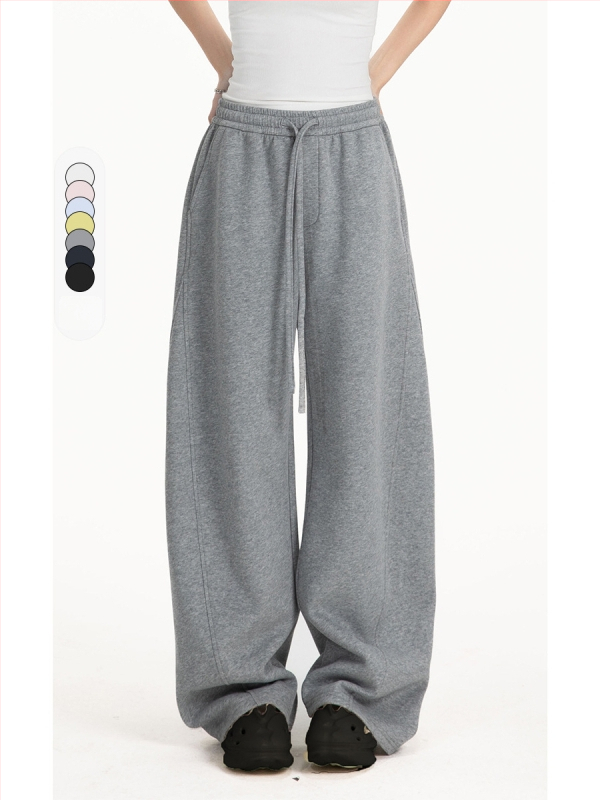 CATTEE Unisex Preppy stila taisnas bikses, brīvas piegrieznes, viduklis vidējā augstumā, rāvējslēdzējs, darba un ikdienas stils, pavasaris un rudens