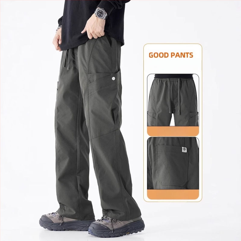 Vīriešu brīva piegriezuma sporta ikdienas bikses, elpojošs audums, viduklis ar vidēju augstumu, auklas aizvērums, taisna piegriezuma