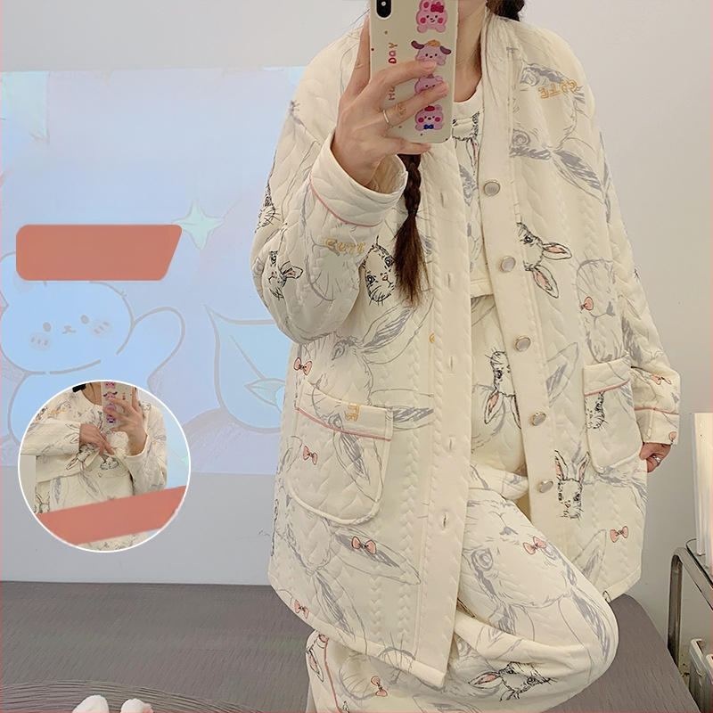 Nėštumo ir žindymo: sluoksniuotas kardigano žiemos komplektas, oro medvilnės audinys, V kaklo iškirptė, ilgos rankovės, 201–250 g/m²