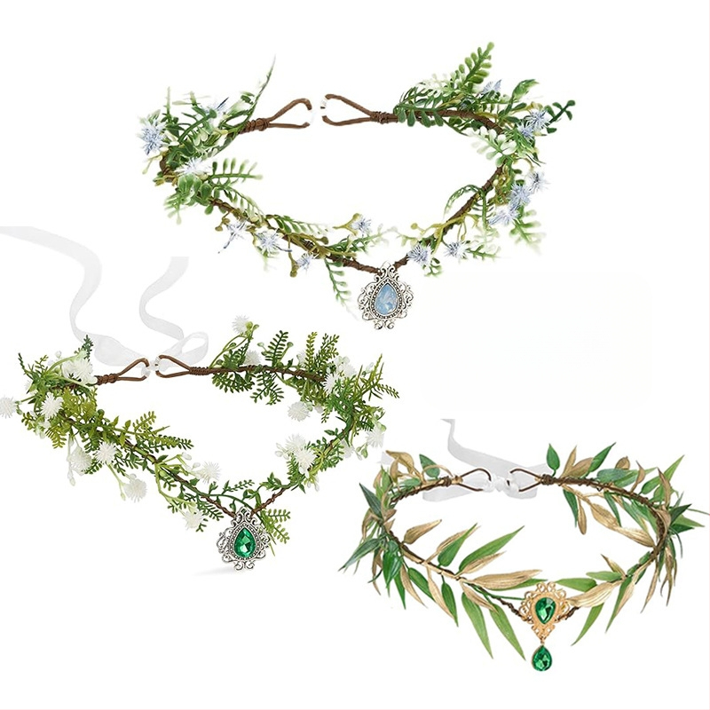 Lapām vainags galvai fejas/elfiem – dabīgs stils, universāls; Materiāls: plastmasa/resīns; Forma: lapas; Piemērots kāzu svētkiem un festivāliem