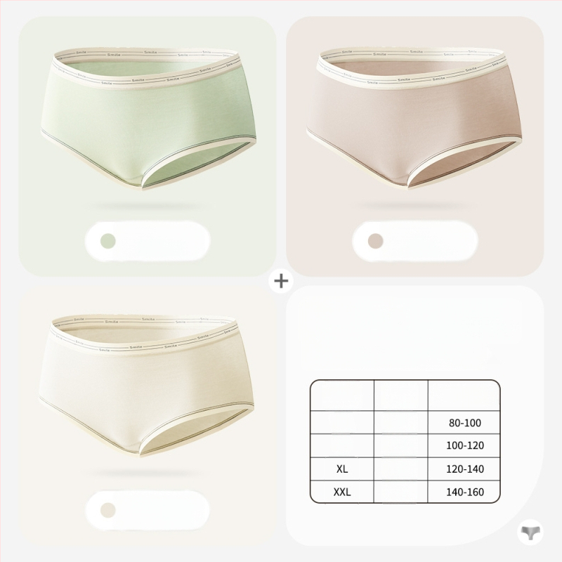 Naiste puuvillased õmblusteta aluspüksid keskmise talje, hingavad, antibakteriaalsed