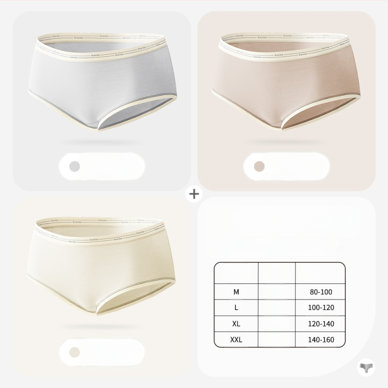 Naiste puuvillased õmblusteta aluspüksid keskmise talje, hingavad, antibakteriaalsed