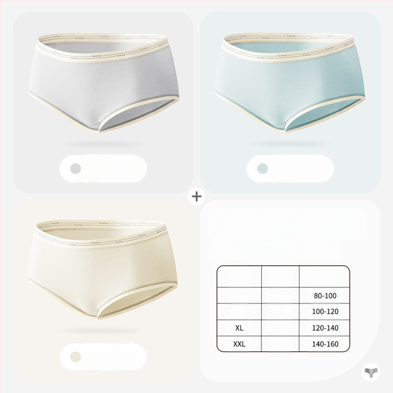 Naiste puuvillased õmblusteta aluspüksid keskmise talje, hingavad, antibakteriaalsed