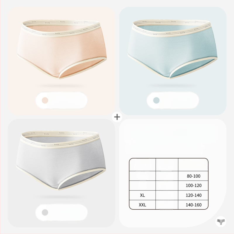 Naiste puuvillased õmblusteta aluspüksid keskmise talje, hingavad, antibakteriaalsed