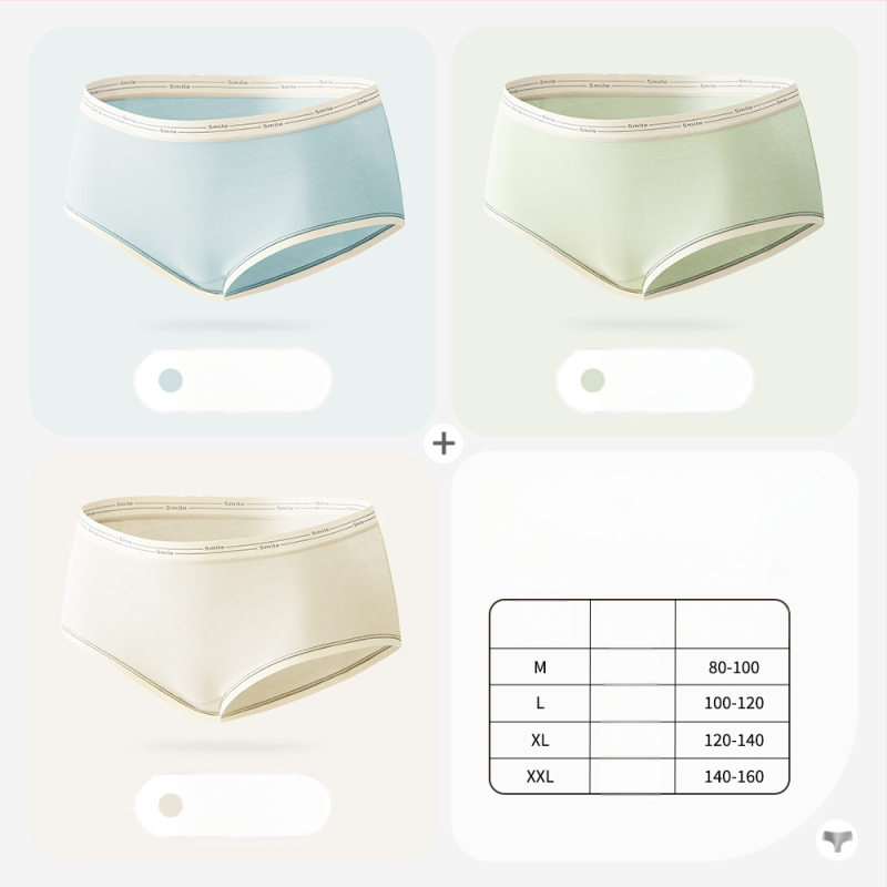 Naiste puuvillased õmblusteta aluspüksid keskmise talje, hingavad, antibakteriaalsed