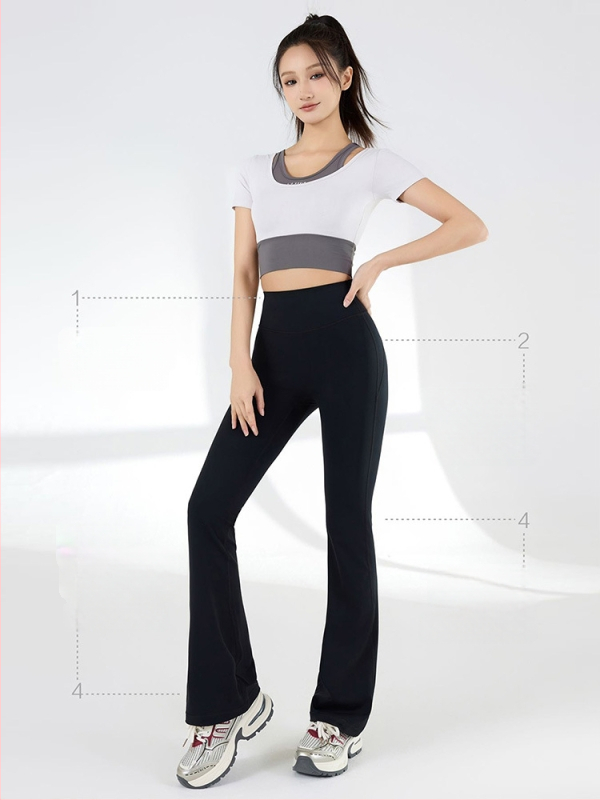 Moterų aukštos juosmens, siauras siluetas, šiek tiek platėjantis apačia, lengvas nailono-elastano audinys