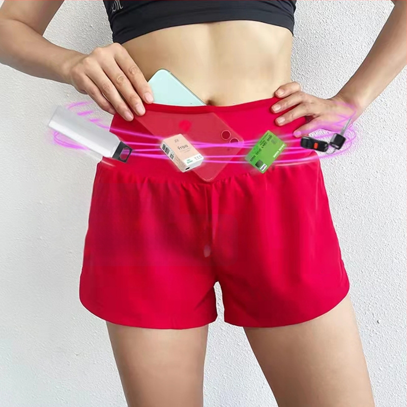 Moteriški fitneso šortai jogai - Labai tvirta elastingumas; Cheminių pluoštų mišinys; Medžiaga: poliesterio pluoštas; Produkto numeris DK686; Išleidimo metai/Sezonos 2024