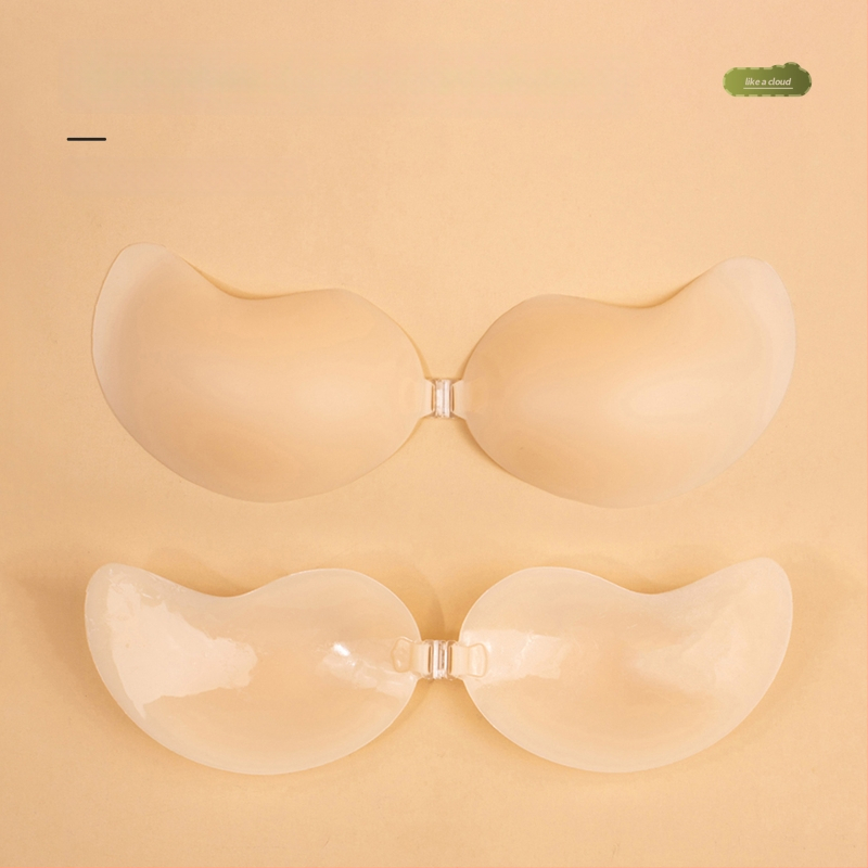 Vienos dalių silikoninis pleistras speneliams su priekinės sagties užsegimu, be siūlių, plonas ir nematomas, mango forma, push-up efektas
