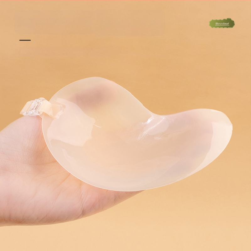 Vienos dalių silikoninis pleistras speneliams su priekinės sagties užsegimu, be siūlių, plonas ir nematomas, mango forma, push-up efektas