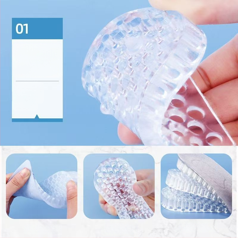 Silikoonist kõrgendav sisetald – läbipaistev mitmekihiline poolpad, unisex täiskasvanutele, sobib sportlikele, nahkjalatsitele ja saabastele