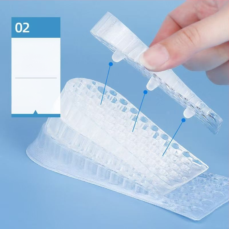 Silikoonist kõrgendav sisetald – läbipaistev mitmekihiline poolpad, unisex täiskasvanutele, sobib sportlikele, nahkjalatsitele ja saabastele