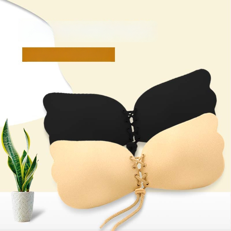 Be petnešėlių push-up liemenėlė su nematomais krūties lipdukais, medvilninė, delno formos krūtų pagalvėlės, neslystanti, seksualus stilius