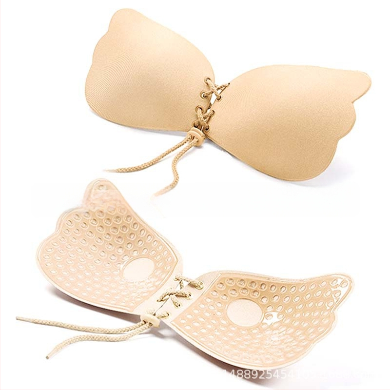 Be petnešėlių push-up liemenėlė su nematomais krūties lipdukais, medvilninė, delno formos krūtų pagalvėlės, neslystanti, seksualus stilius