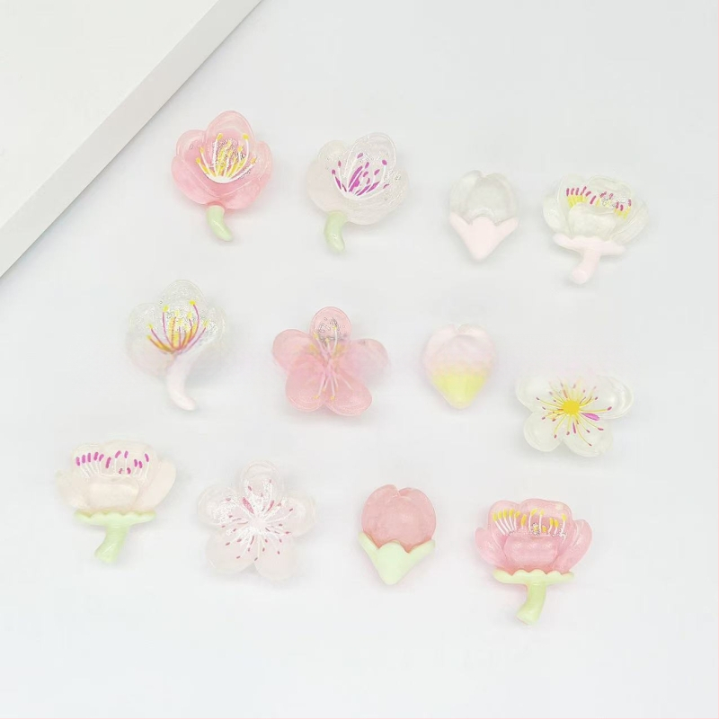 Crocs gėlės aksesuaras su nuimamomis sakura žiedų dalelėmis, Modelis Nr. 11, tinkamas visoms metų laikams