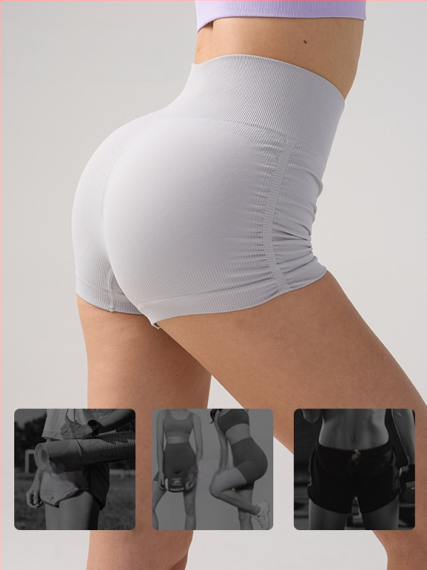 Naiste pliseeritud jooga lühikesed püksid, kõrge vöökoht, tagumikku tõstev, niiskust juhtiv materjal, 90% nailon