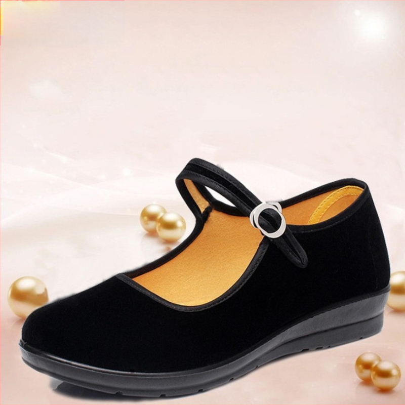 Moterų audinių bateliai su medvilniniu viršumi, apvalus pirštas, žemas kulnas 1-3 cm, kompozitinė padas