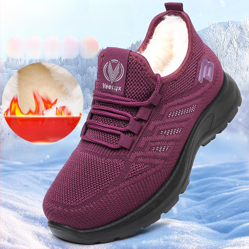 Sieviešu ziemas apavi no auduma ar vilnas odere, silti ikdienas sporta apavi staigāšanai, apaļa deguns, zems papēdis 1–3 cm