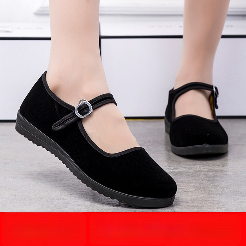 Moteriški rankų darbo audiniai batai su zomšos viršutine dalimi, plokščiu kulnu, sagtimi užsegami, kvėpuojantys kasdieniame nešiojimui