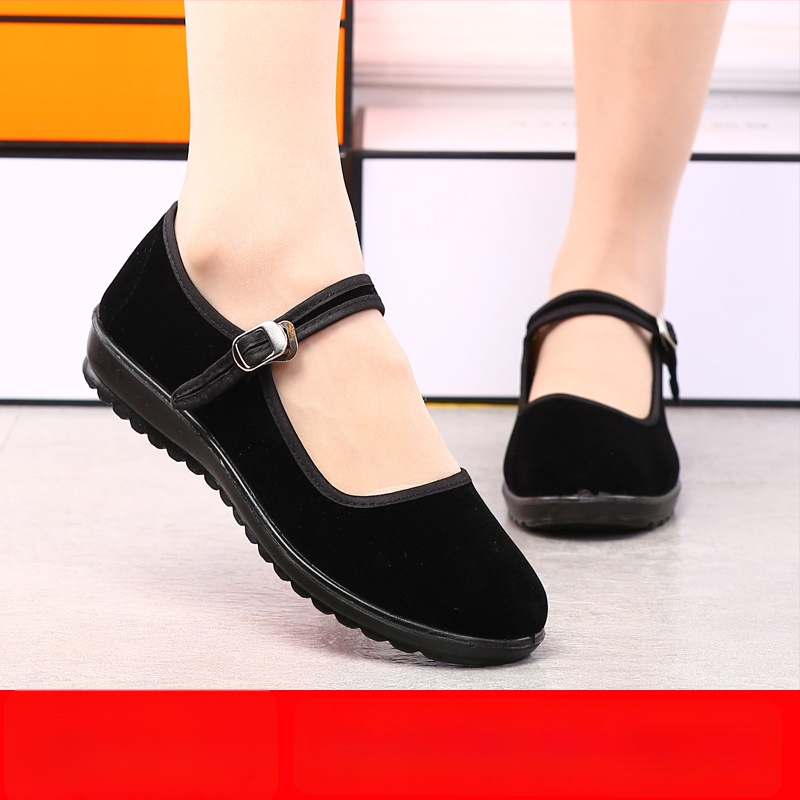 Moteriški rankų darbo audiniai batai su zomšos viršutine dalimi, plokščiu kulnu, sagtimi užsegami, kvėpuojantys kasdieniame nešiojimui