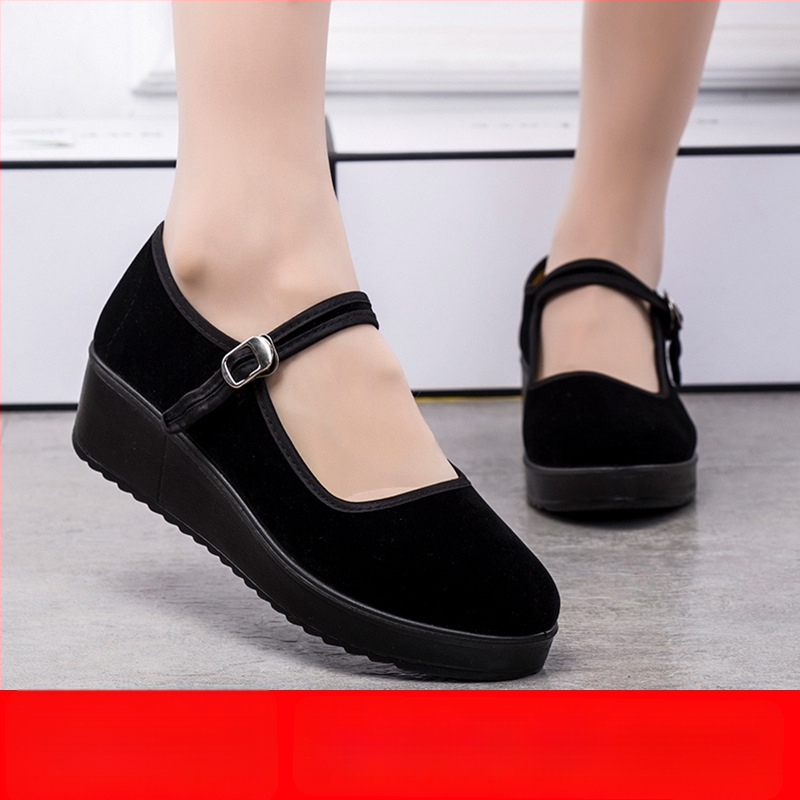 Moteriški rankų darbo audiniai batai su zomšos viršutine dalimi, plokščiu kulnu, sagtimi užsegami, kvėpuojantys kasdieniame nešiojimui