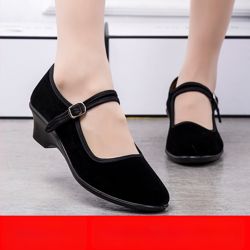 Moteriški rankų darbo audiniai batai su zomšos viršutine dalimi, plokščiu kulnu, sagtimi užsegami, kvėpuojantys kasdieniame nešiojimui