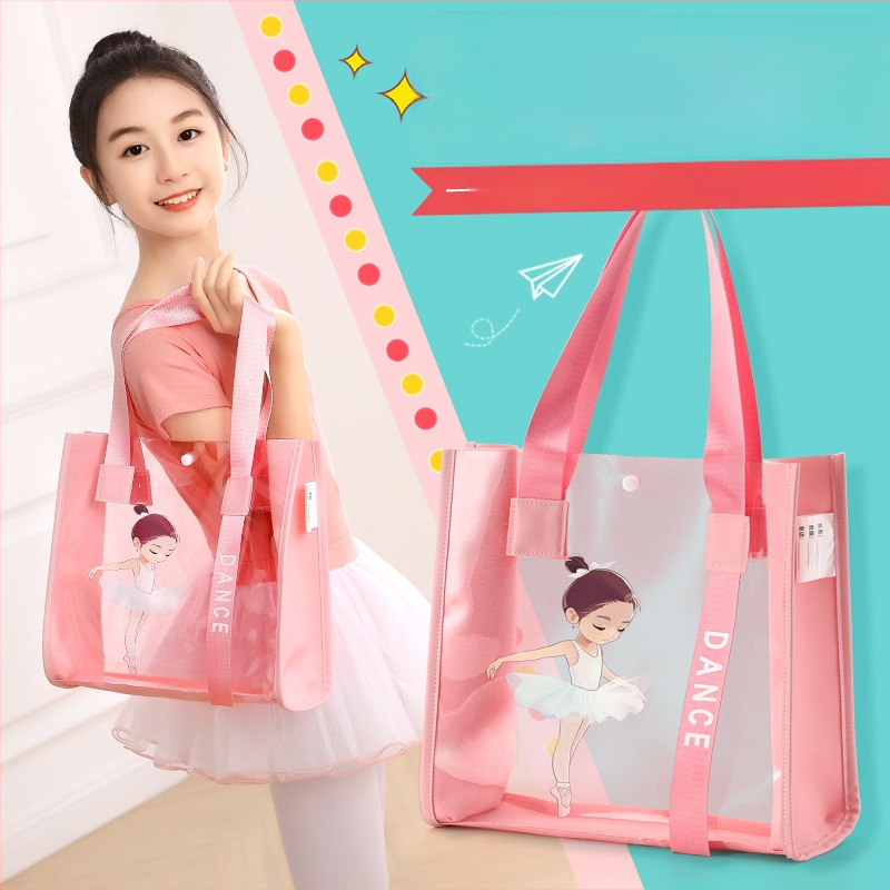 Little Dancer vaikiška šokių kuprinė — PVC sportinė kuprinė su anime raštu, Oxford pamušalas, oro pagalvės petnešos, 2024 m. vasaros leidimas