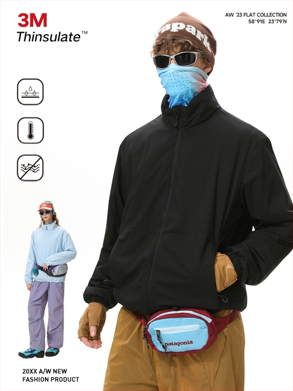 Meeste puuvillast polsterdatud jope, kõrge krae, tõmblukk, küljetaskud, polüester vooder, talv 2025