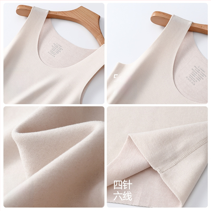 Vilninė šiluminė liemenė su aksomo pamušalu, apvalus kaklas, be rankovių, pagrindinis sluoksnis, ypač stora medžiaga 301–350 g/m², pilvo formavimas ir antibakterinės savybės