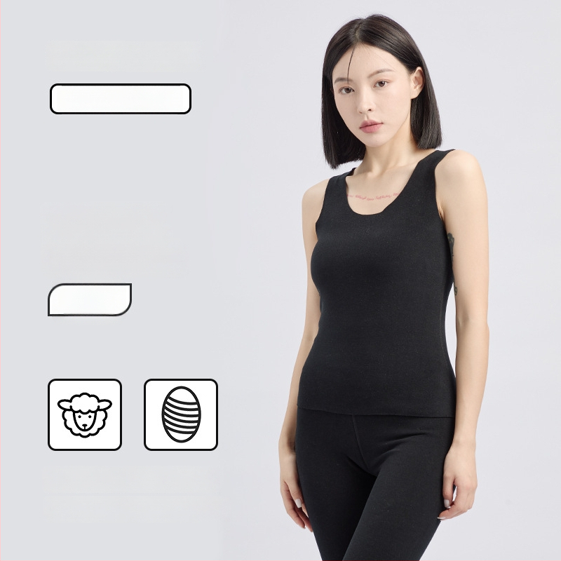 Vilninė šiluminė liemenė su aksomo pamušalu, apvalus kaklas, be rankovių, pagrindinis sluoksnis, ypač stora medžiaga 301–350 g/m², pilvo formavimas ir antibakterinės savybės