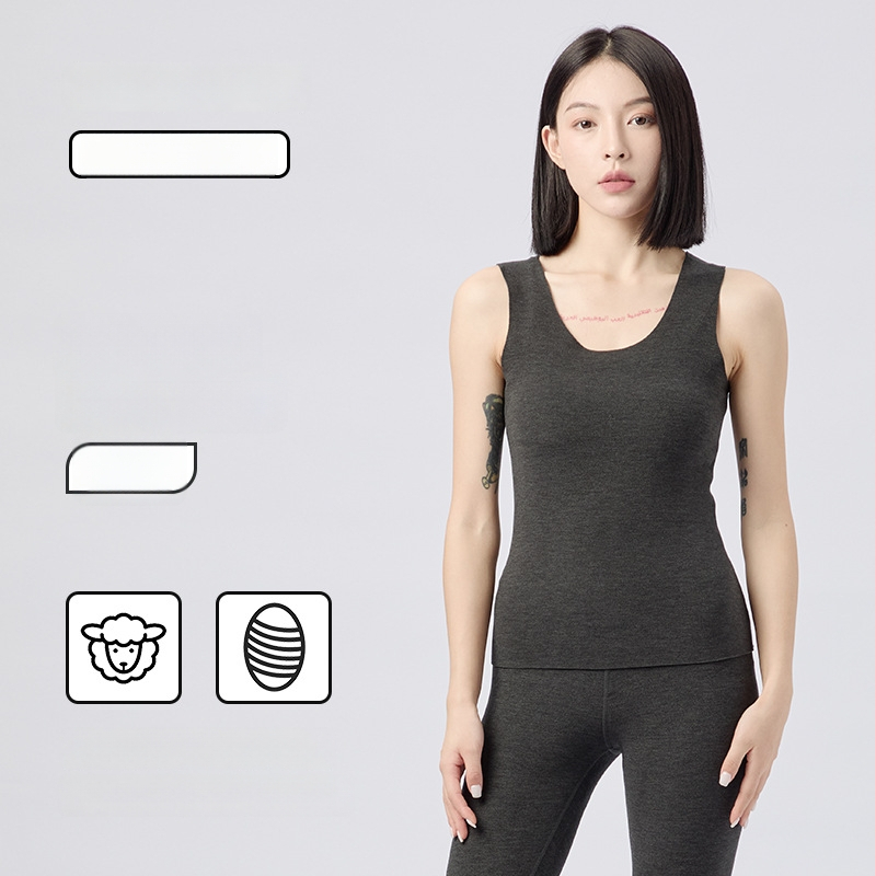 Vilninė šiluminė liemenė su aksomo pamušalu, apvalus kaklas, be rankovių, pagrindinis sluoksnis, ypač stora medžiaga 301–350 g/m², pilvo formavimas ir antibakterinės savybės