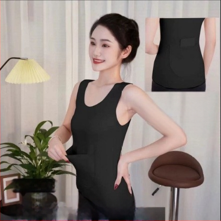 Moteriška nailono liemenė su fliso pamušalu ir šildymo funkcija, priekinėmis ir užpakalinėmis kišenėmis, siauras pagrindinis sluoksnis